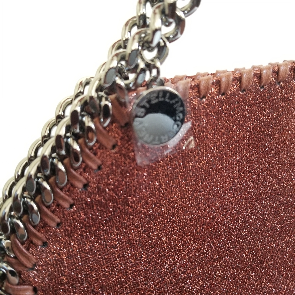Stella McCartney Lurex Falabella Three Chain Crossbody Bag Rust - Picture 6 of 12